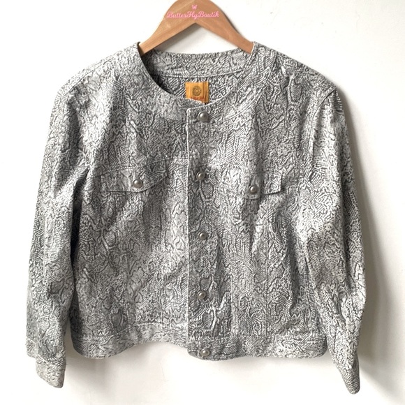 Ruby Rd. Long-sleeve snake printed jacket, Size 16 - Picture 1 of 9
